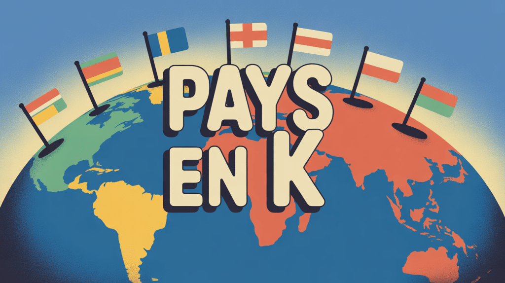 planisphère avec drapeaux pays en k sur continents