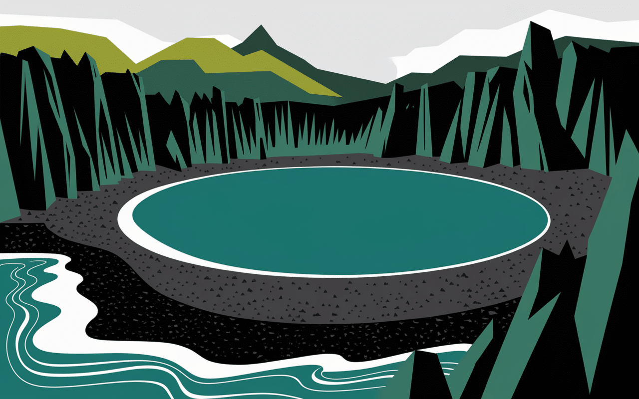 Illustration lac vert roches volcaniques