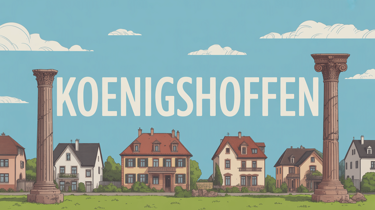 Vue panoramique de Koenigshoffen avec maisons alsaciennes et vestiges romains