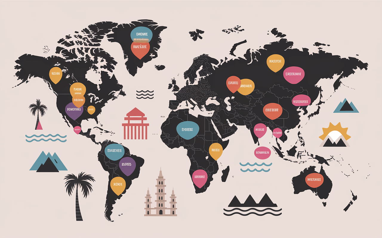 Carte destinations Moreira Voyages 2025