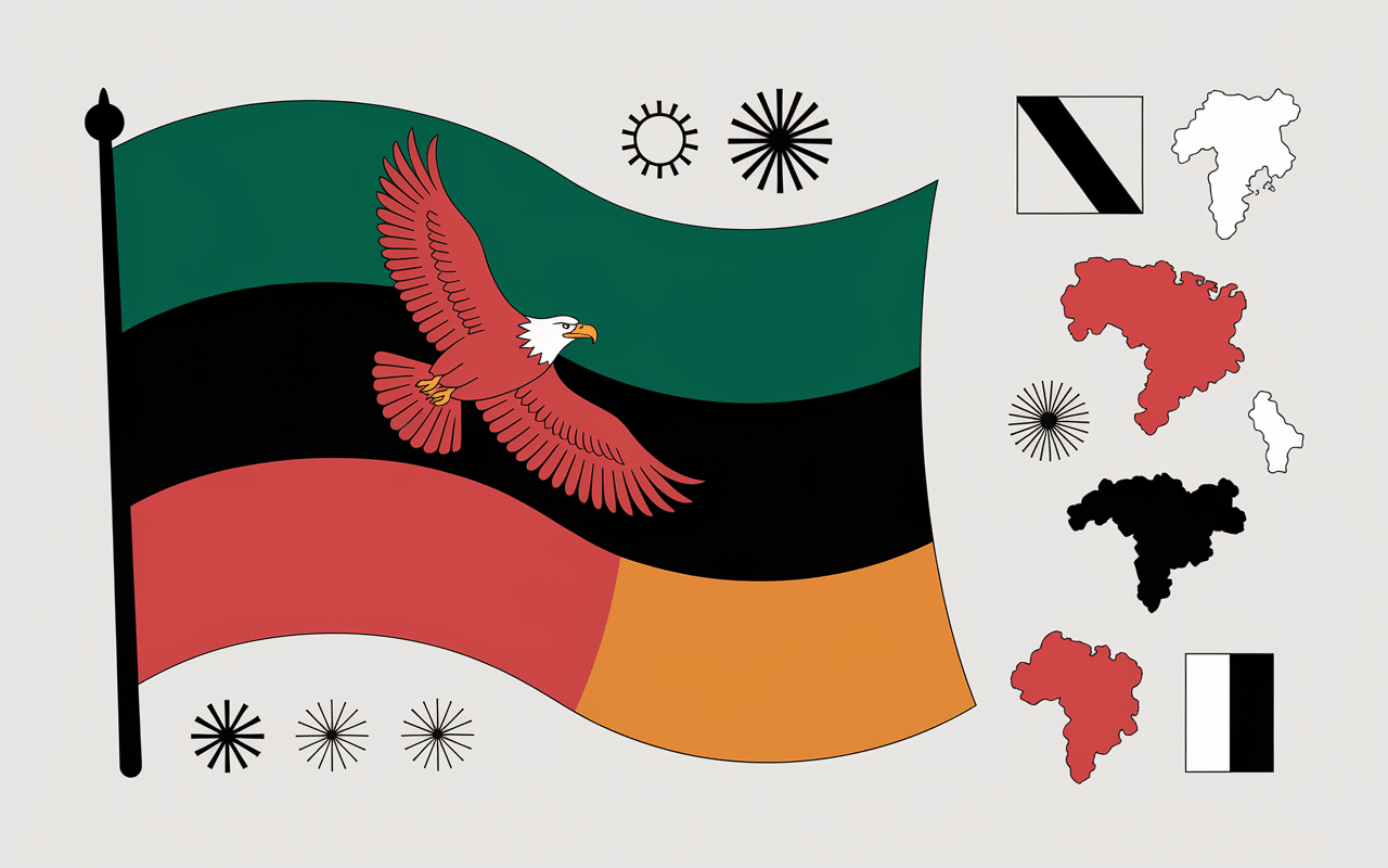 Drapeau et carte symbolique de Zambie