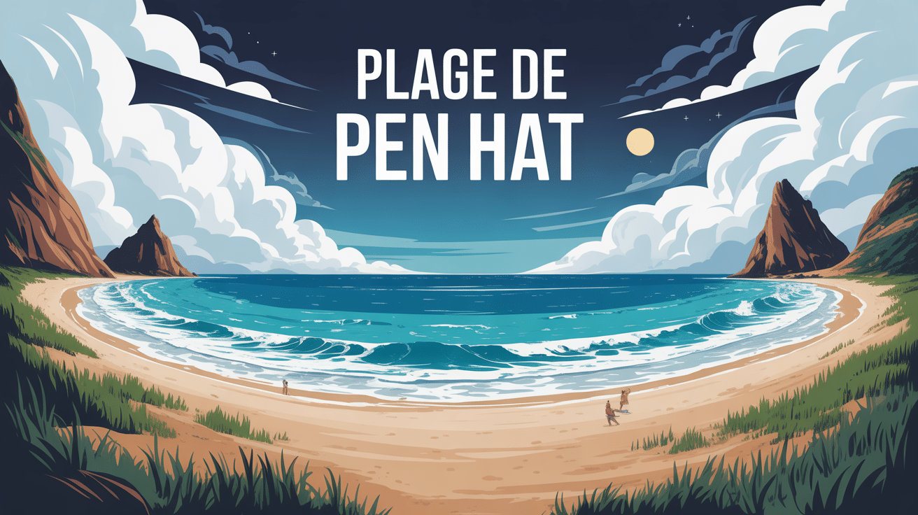 Vue panoramique de la plage de Pen Hat avec falaises et vagues