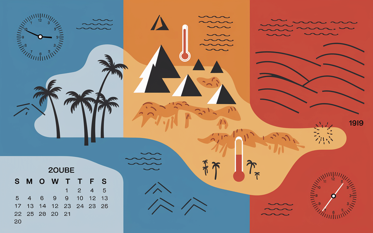 Carte stylisée Égypte trois zones climatiques