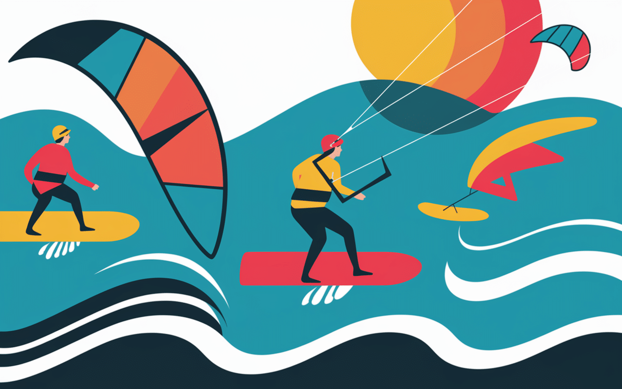 Kitesurfeurs et véliplanchistes à Playa del Médano