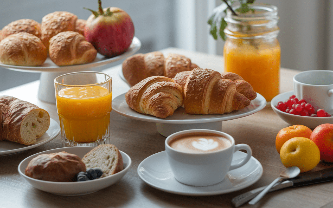 buffet petit dejeuner varie villa venezia avec viennoiseries fruits cafe