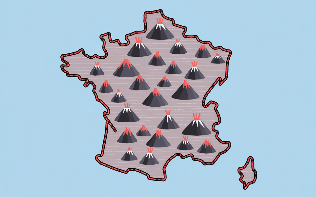 Carte de France avec volcans