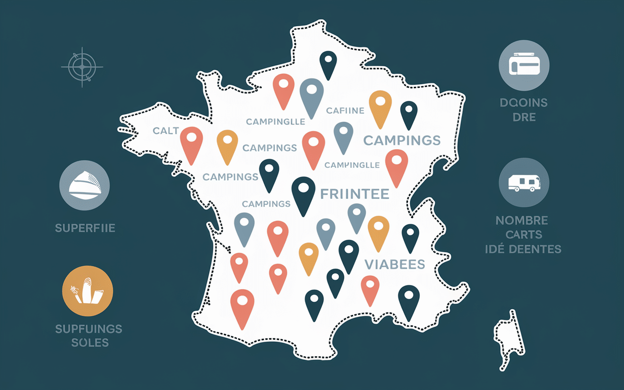 Carte de France avec emplacements du plus grand camping de France