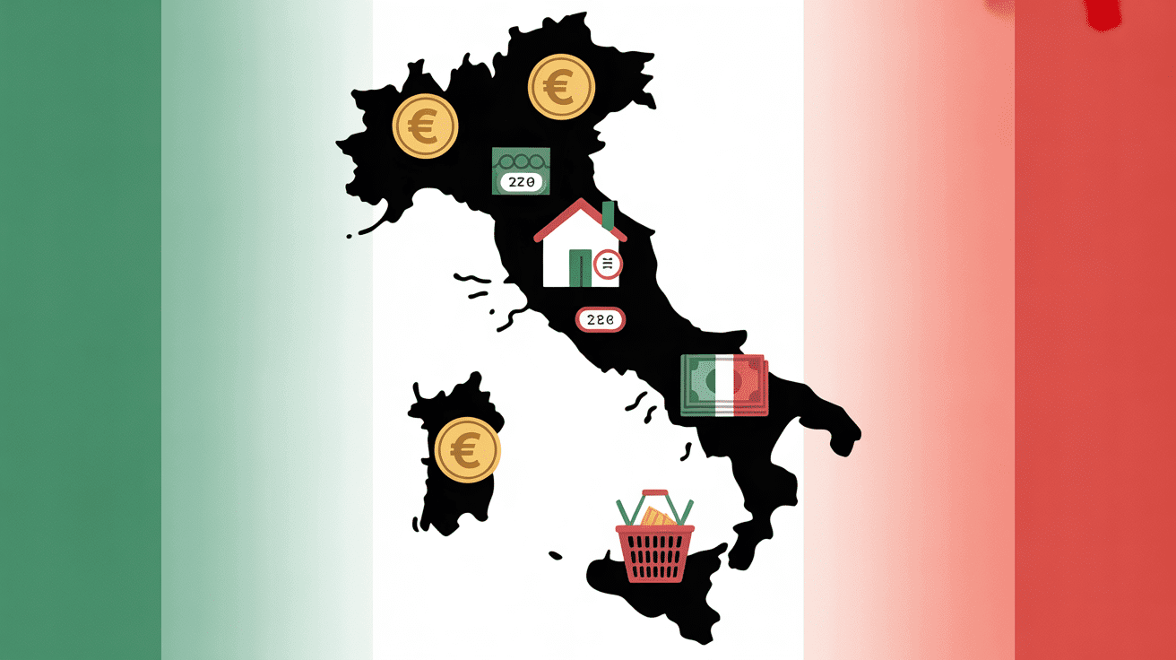 illustration carte cout de la vie en italie