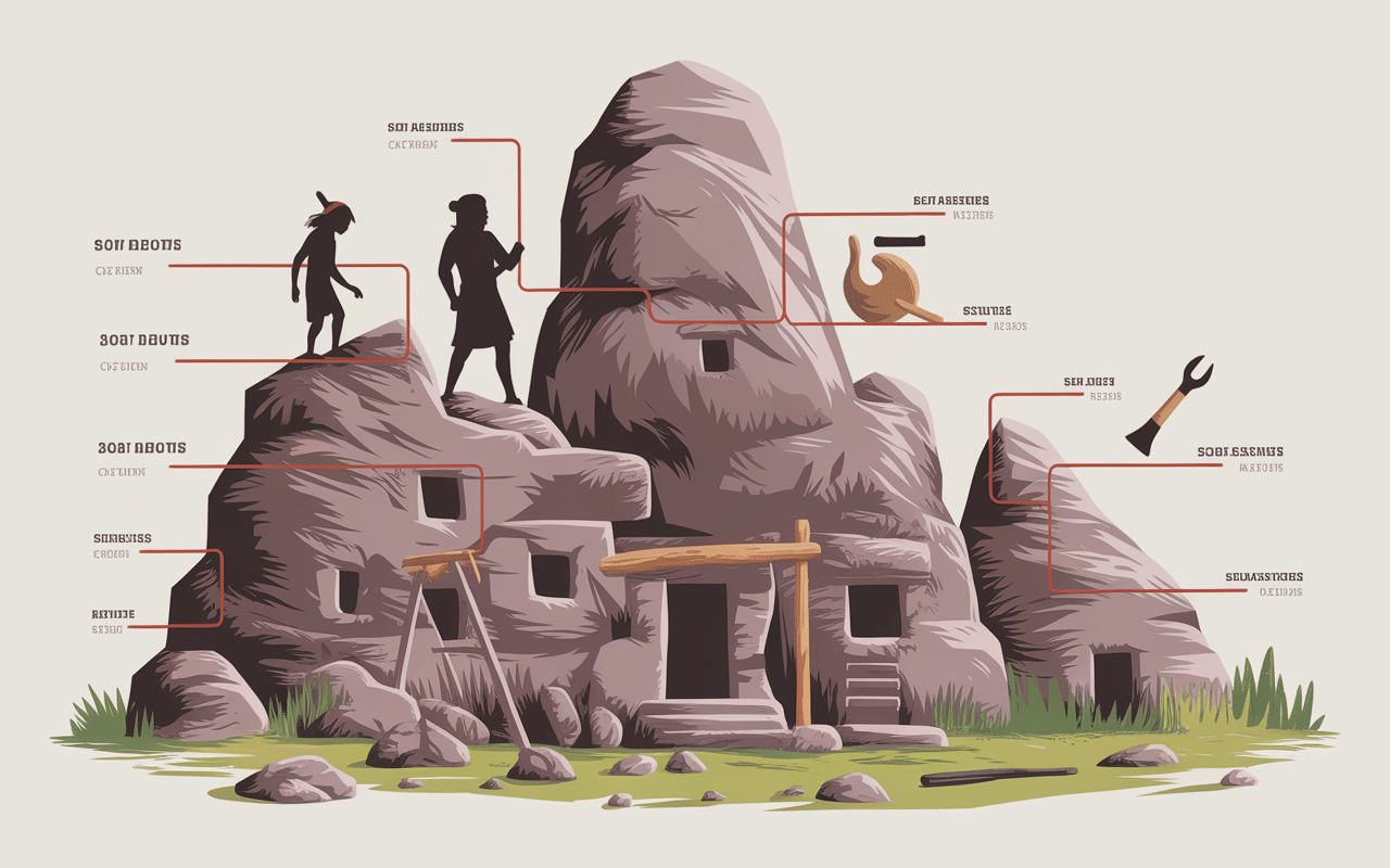 Évolution maison entre les rochers à travers l'histoire