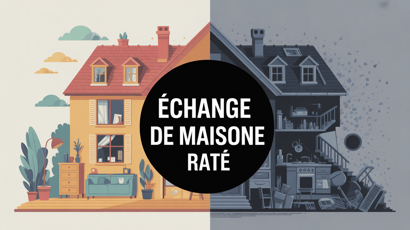 Mauvaise expérience échange de maison maison divisée illustration