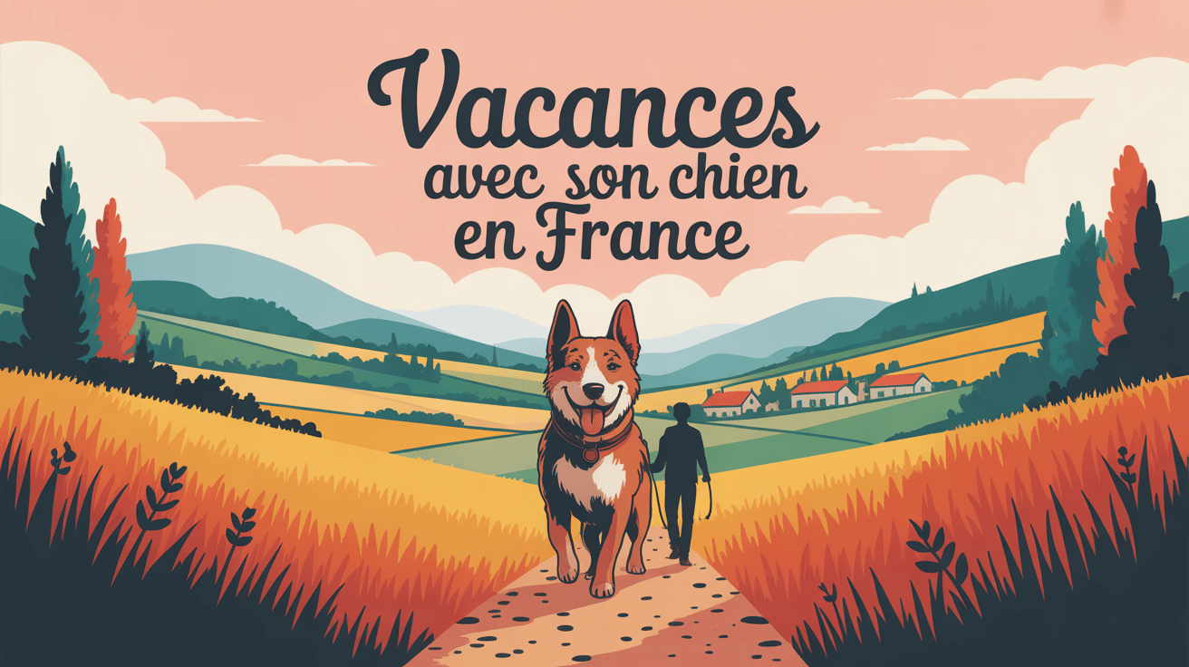 illustration chien maître sentier campagne vacances france