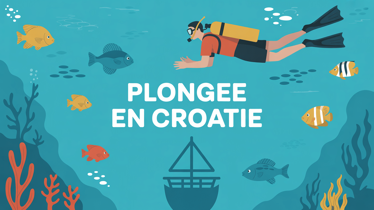 plonger en croatie illustration plongeur épave poissons
