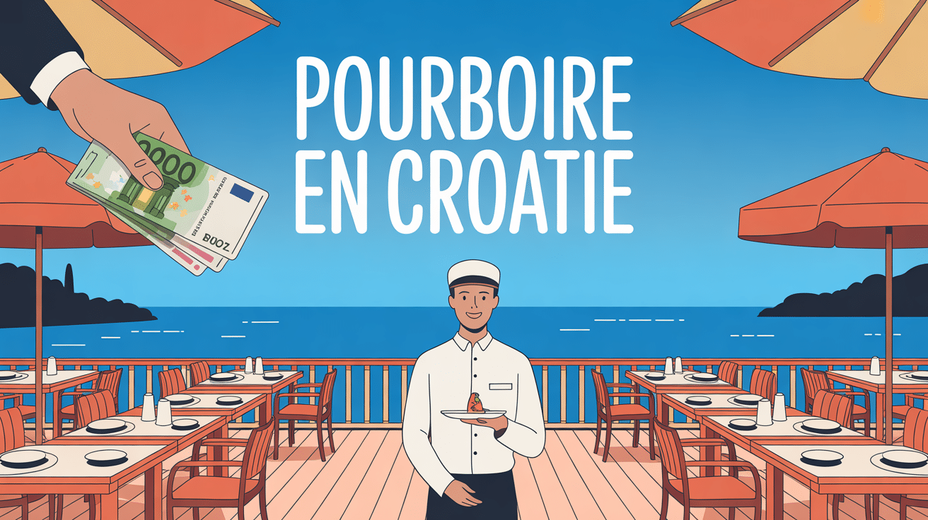 pourboire croatie illustration terrasse restaurant serveur