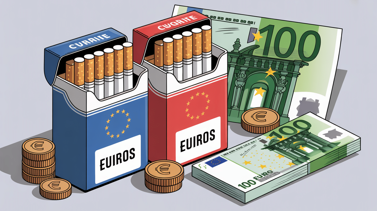 Illustration prix cigarette Croatie carte et euros