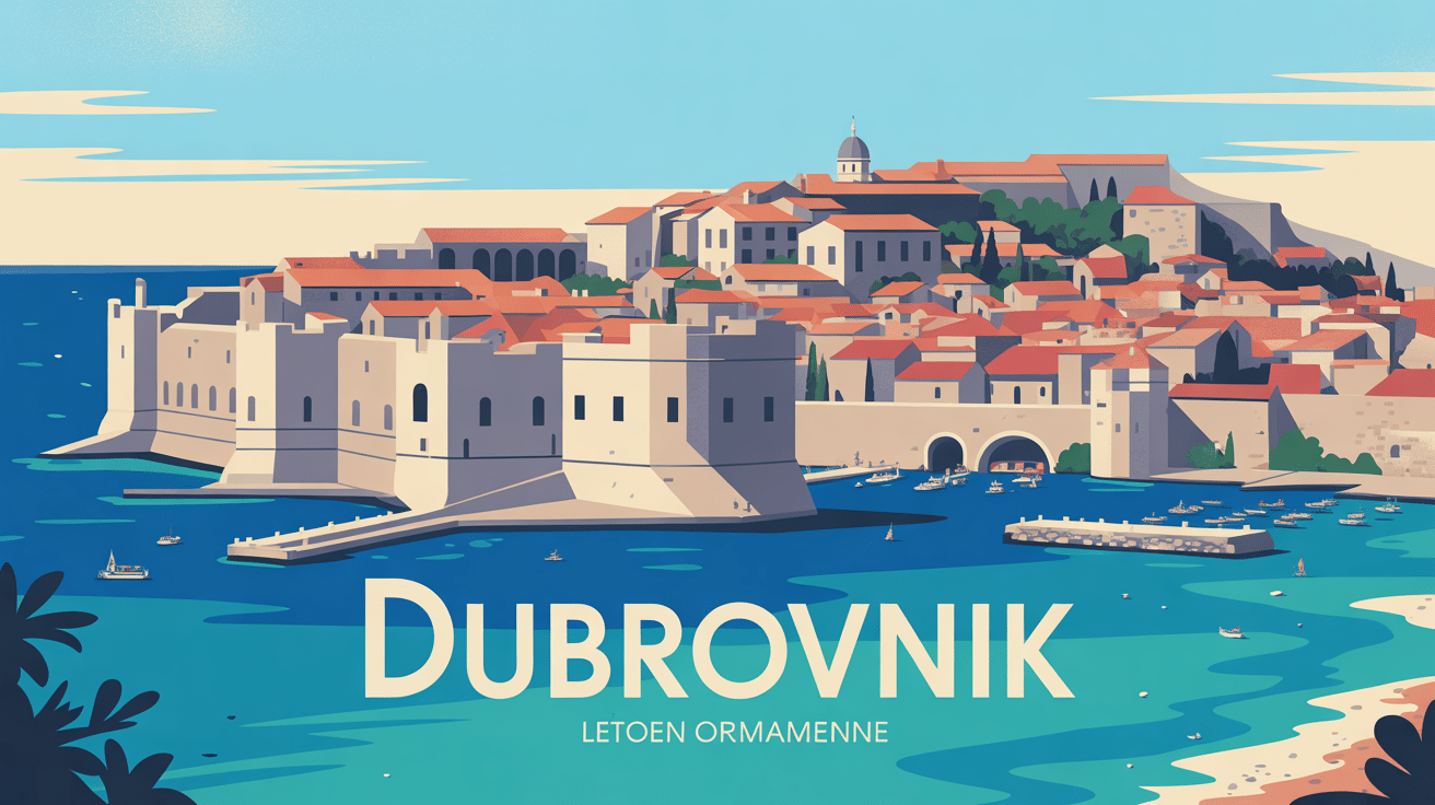 Vue panoramique de Dubrovnik avec remparts et mer
