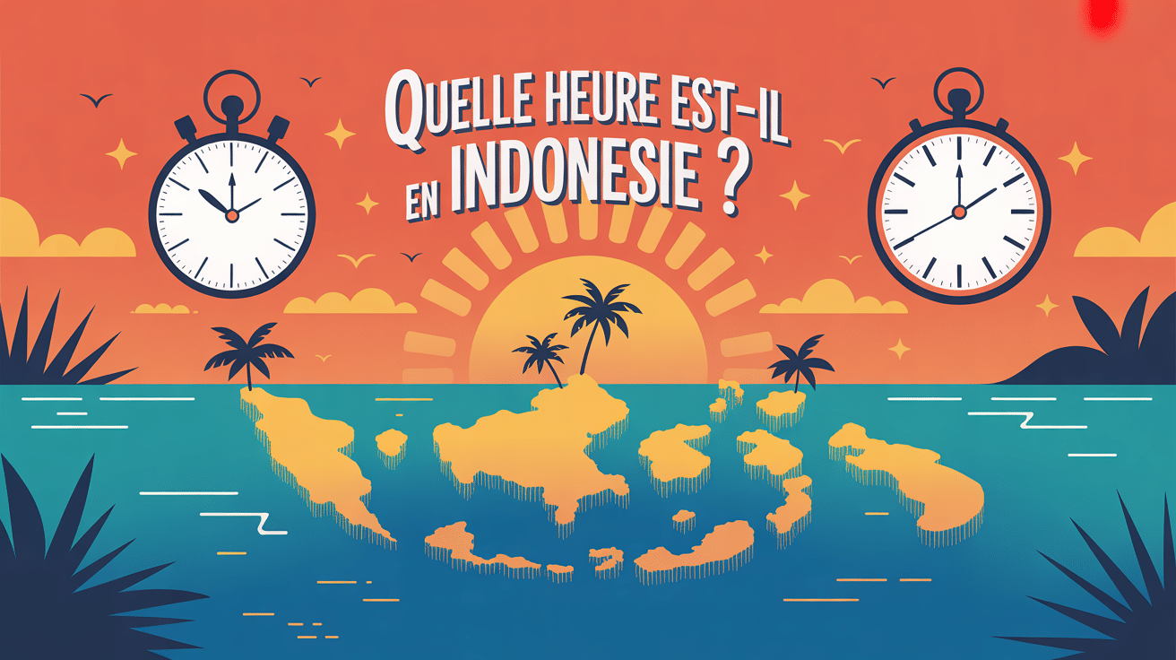 quelle heure est-il en indonésie illustration archipel horloges