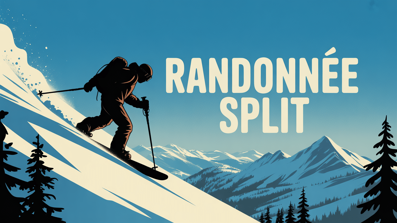 Randonnée split snowboarder traversant montagne enneigée