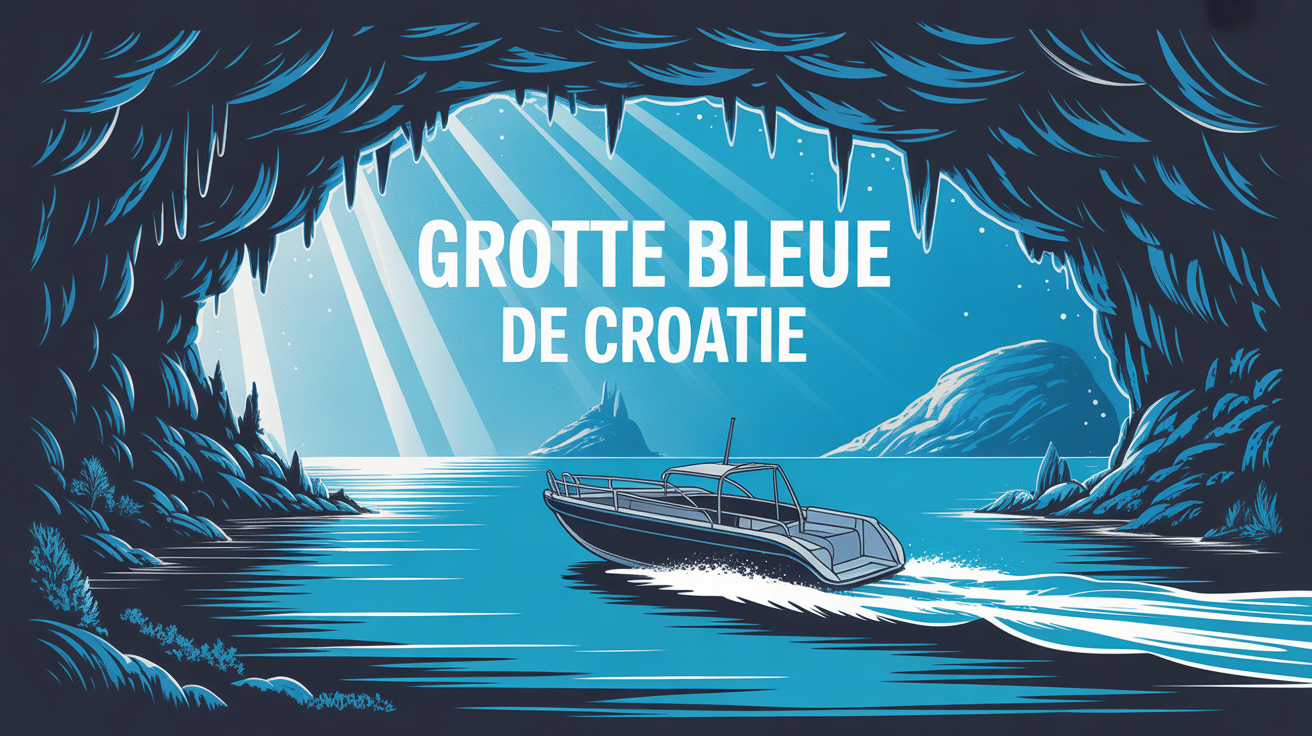 illustration split grotte bleue bateau rapide
