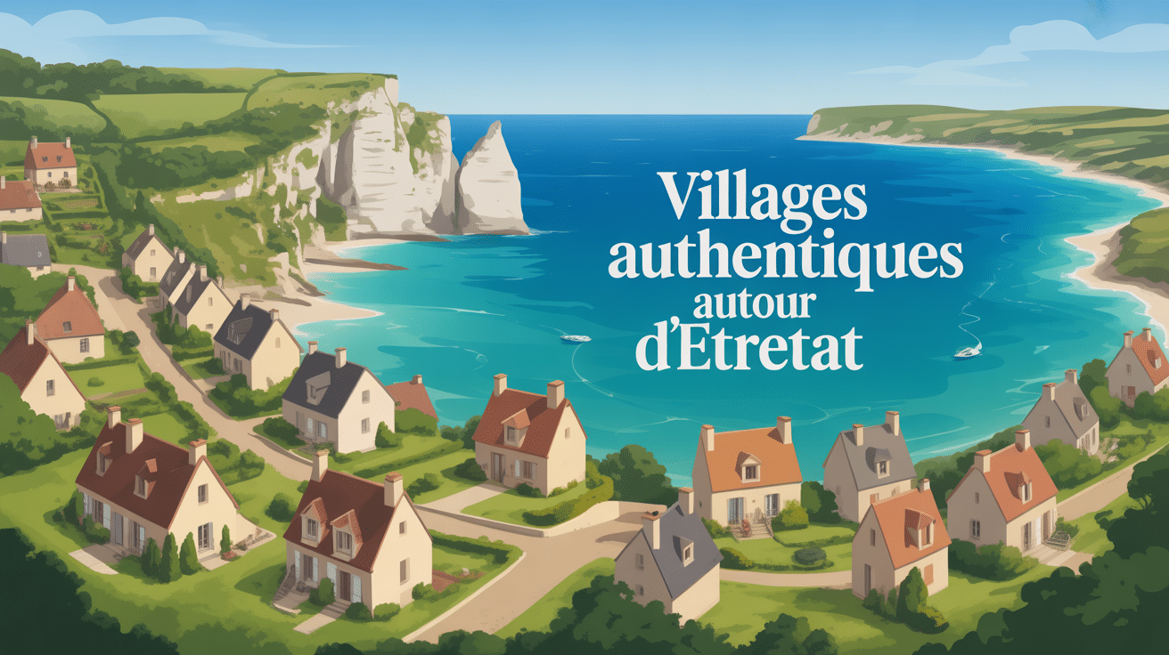 vue aérienne beaux villages autour d'etretat