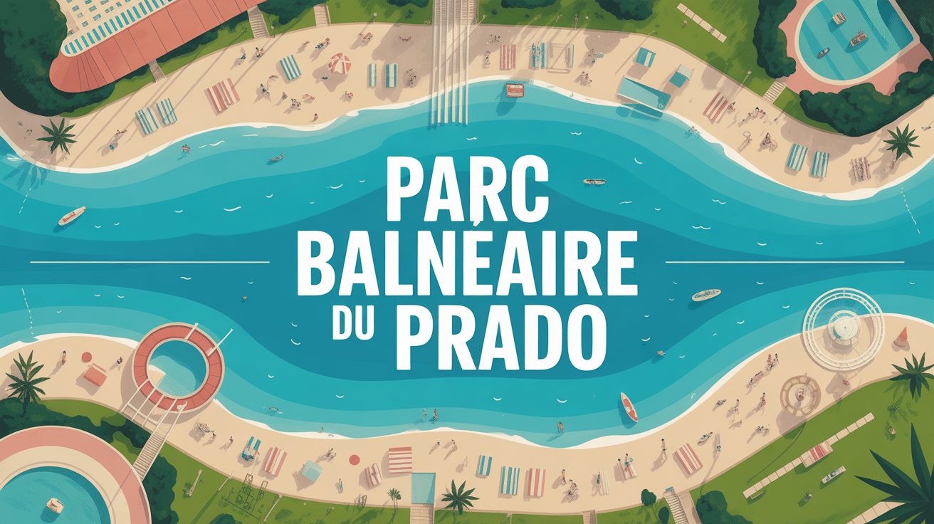 illustration parc balnéaire du Prado à Marseille avec plages et espaces verts