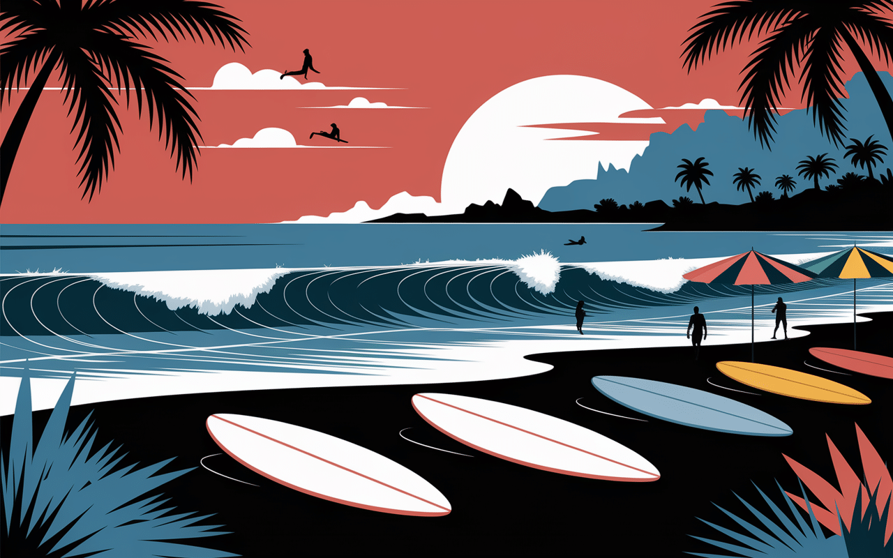 plages surf canggu bali sable noir