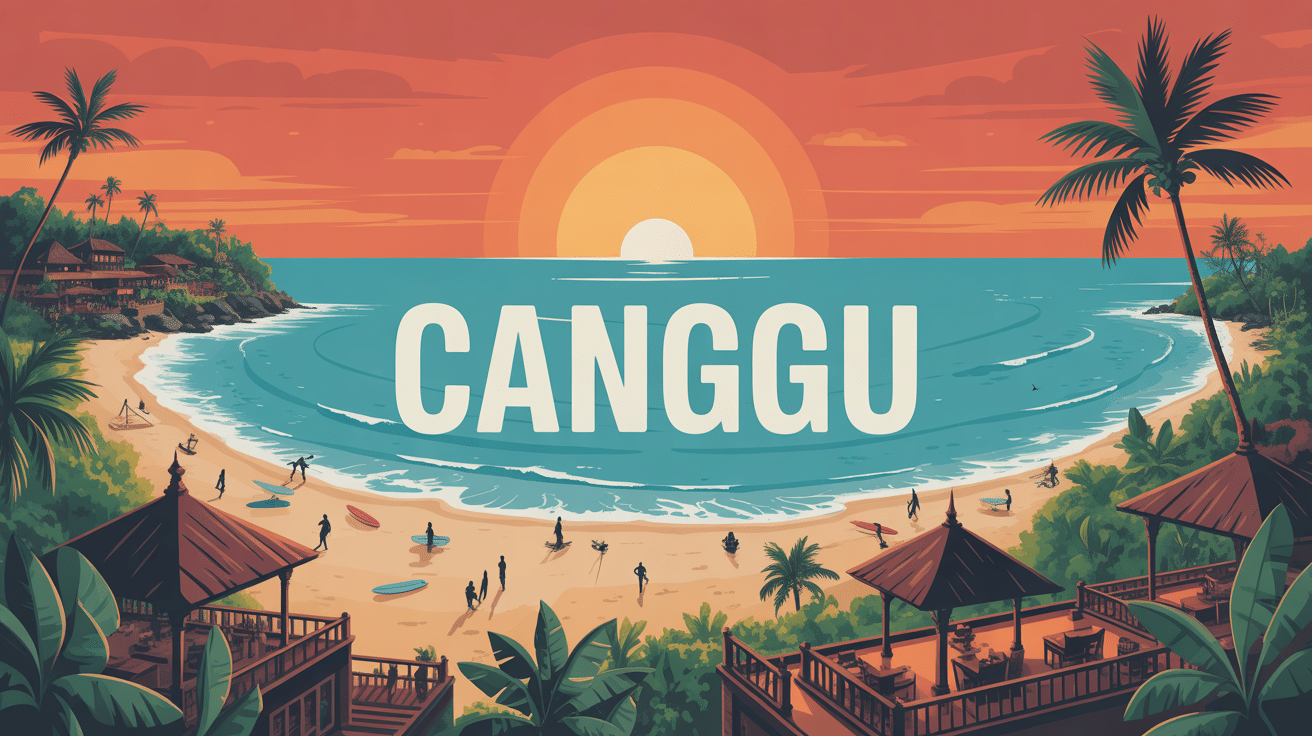 vue aerienne village canggu plage bali