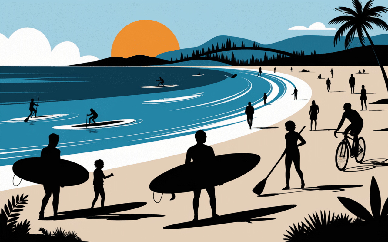 Scène d’activités surf carcans plage