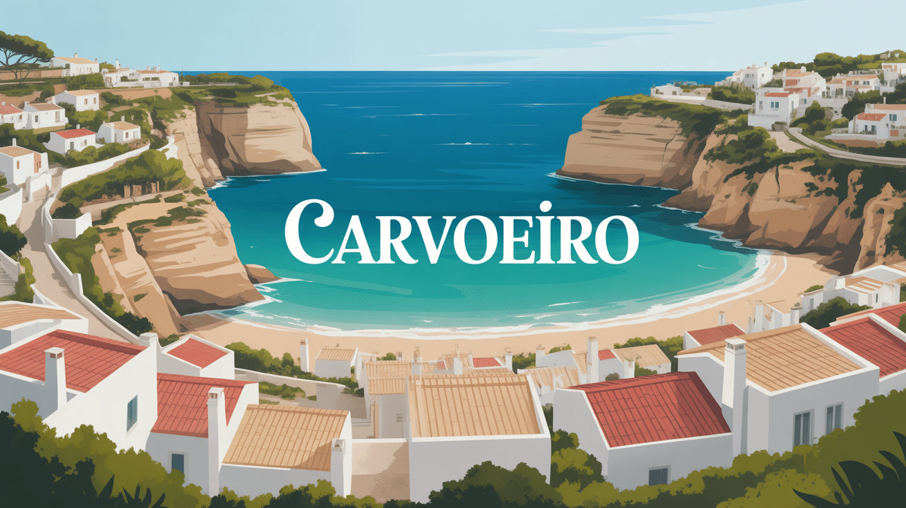 Vue panoramique de Carvoeiro village côtier et falaises