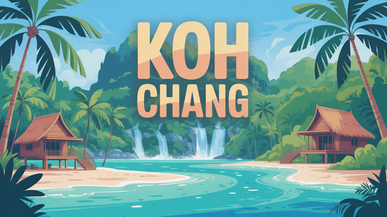 koh chang illustration ile tropicale plages bungalows cascades