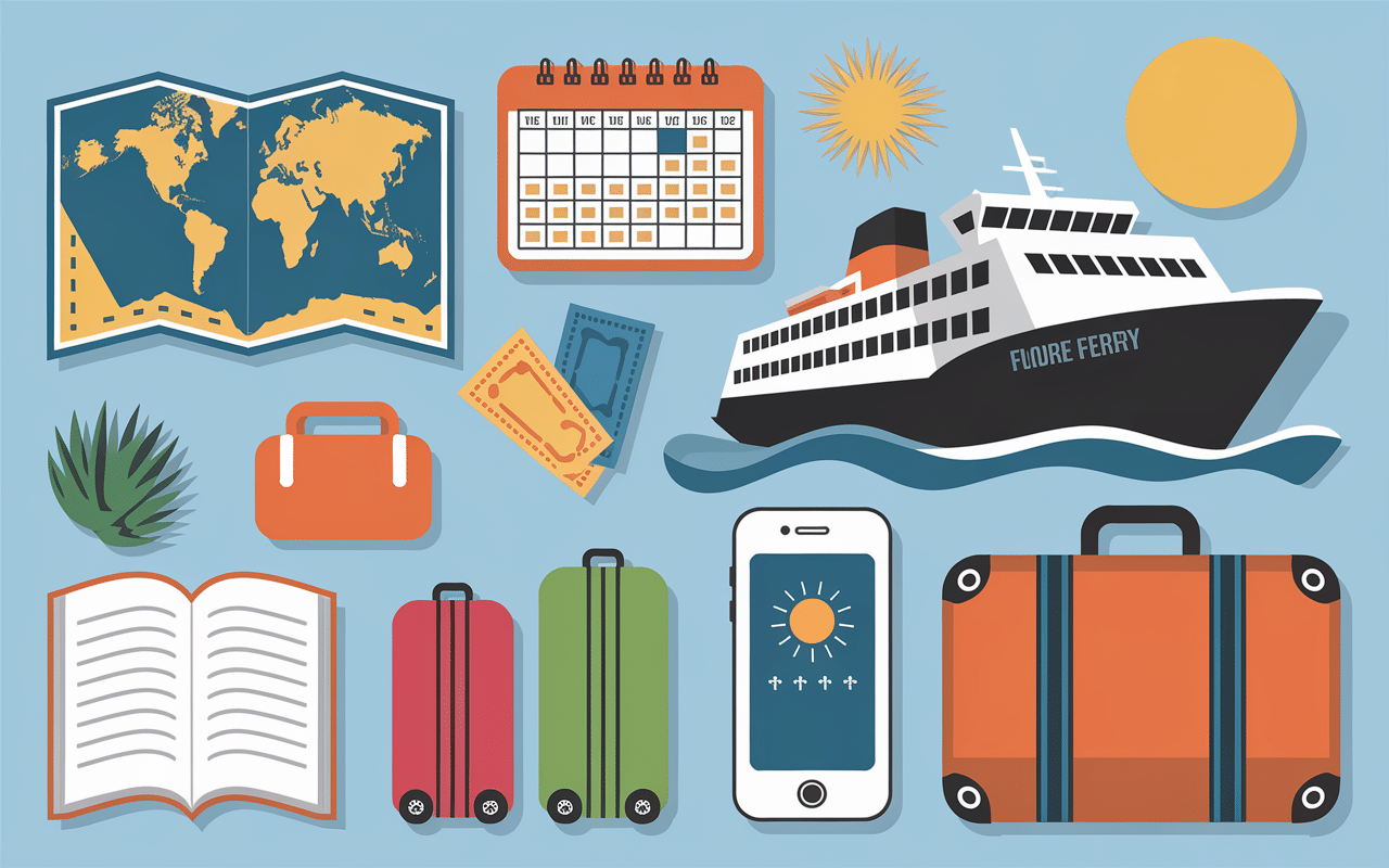koh chang illustration carte bagages guide ferry
