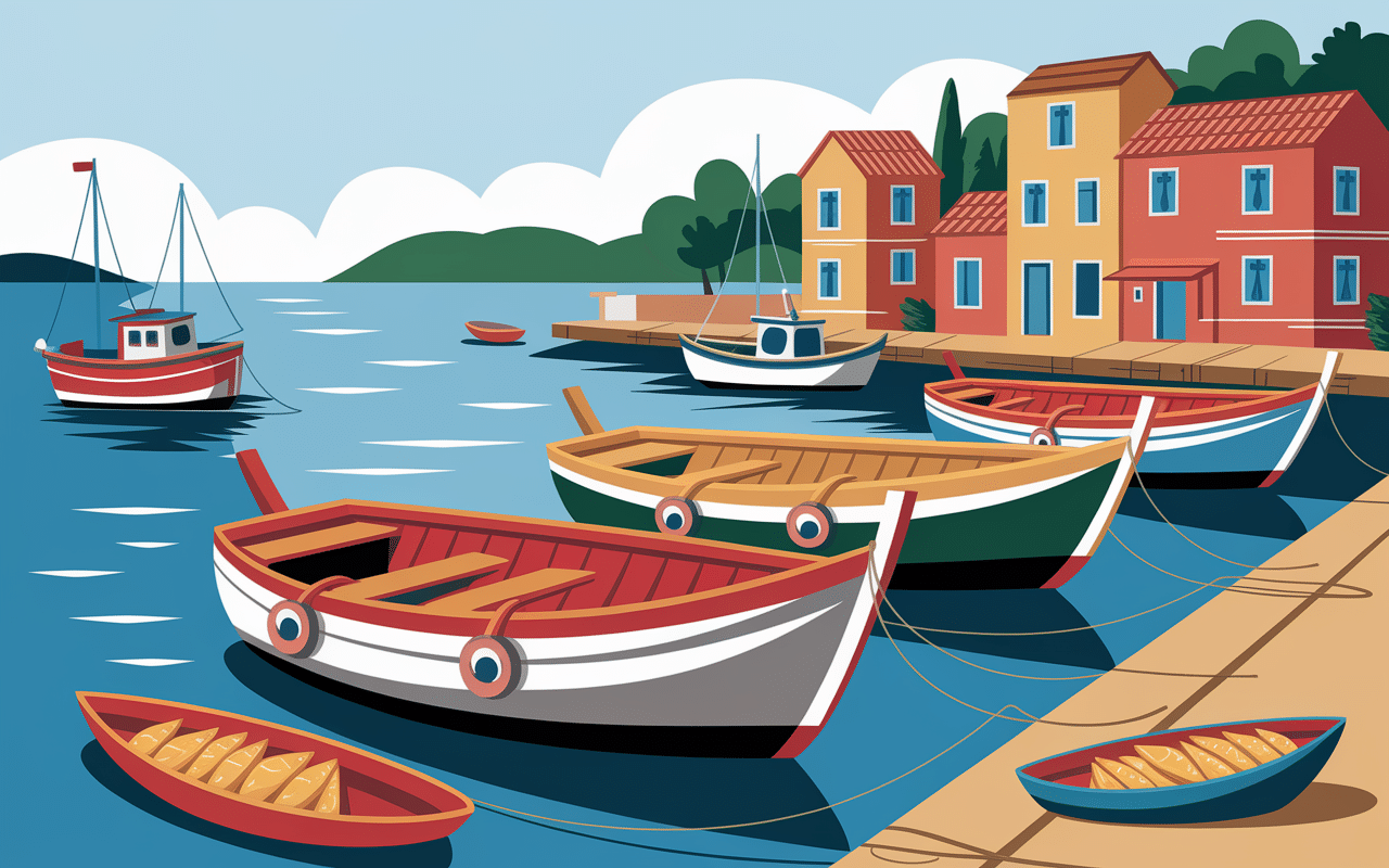 Bateaux de pêche colorés à Marsaxlokk village devant maisons méditerranéennes
