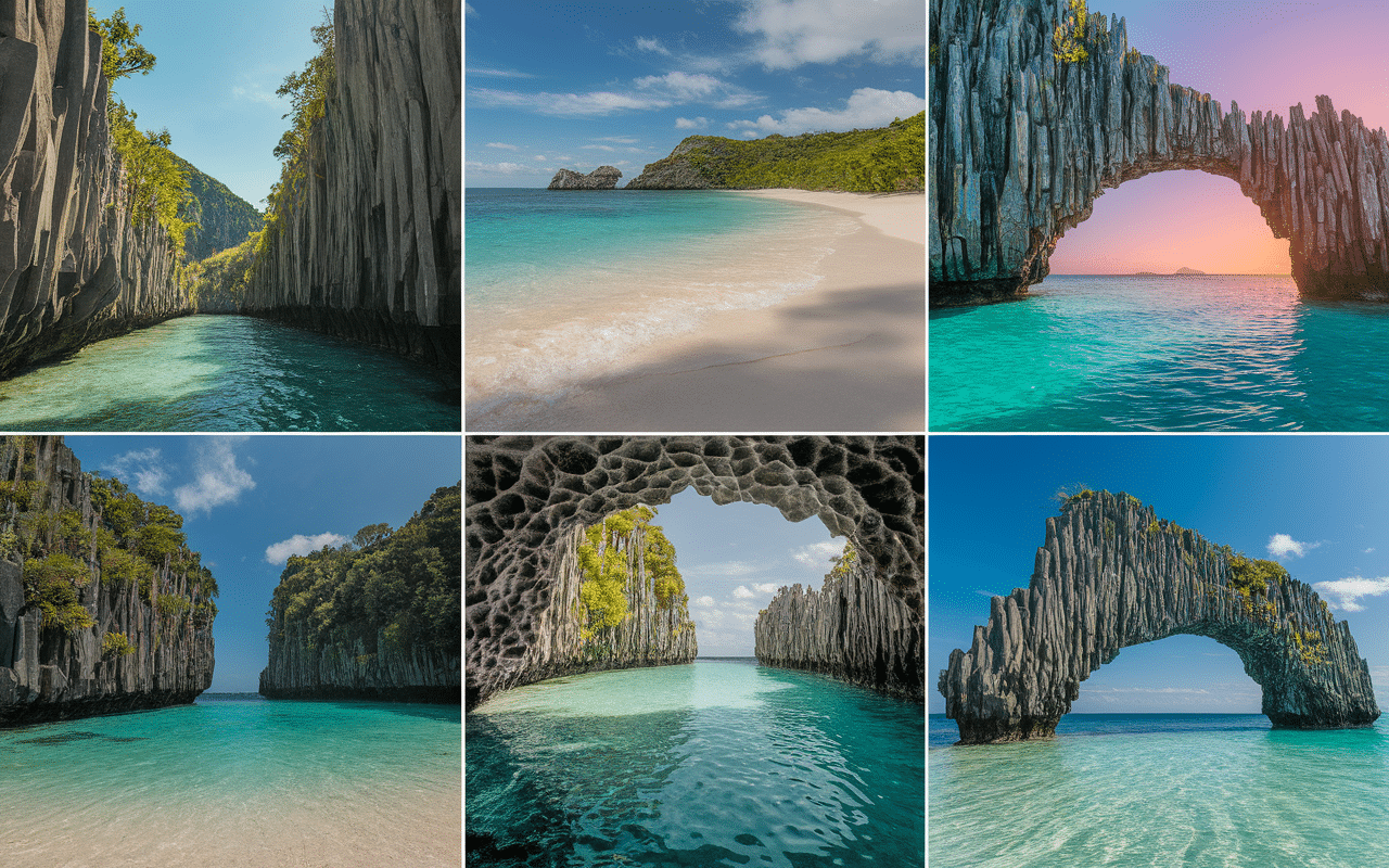 collage merveilles naturelles nusa penida plages falaises