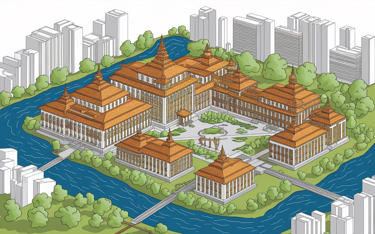 palais royal et buildings capitale Cambodge