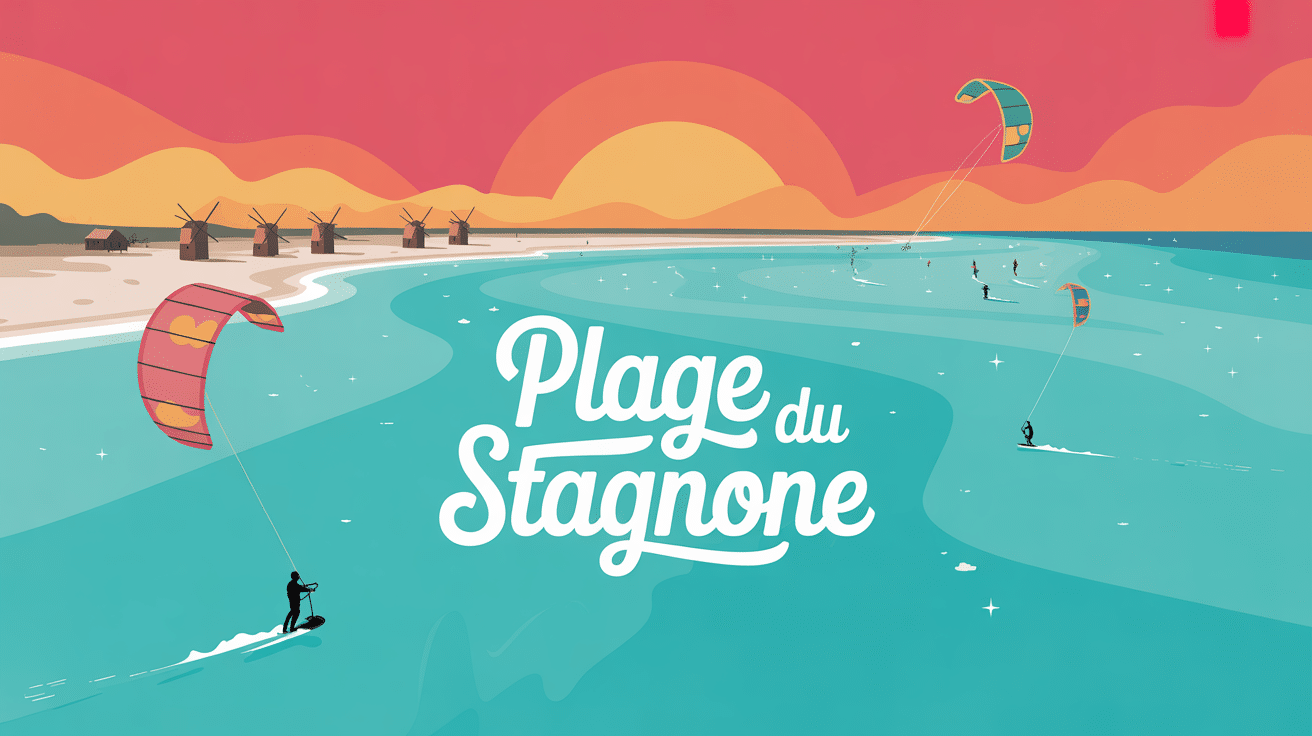 Vue aerienne plage du Stagnone lagon kitesurf coucher de soleil