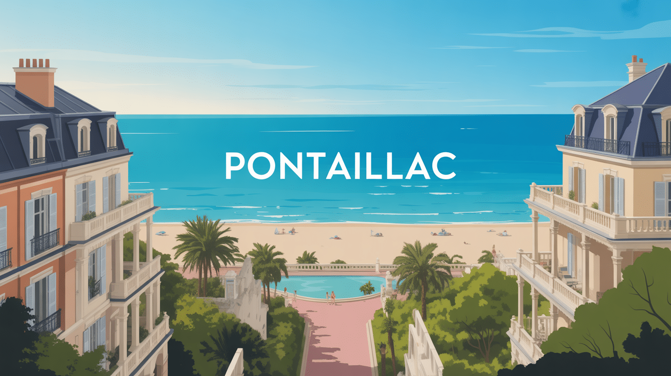 Vue panoramique Pontaillac plage et villas