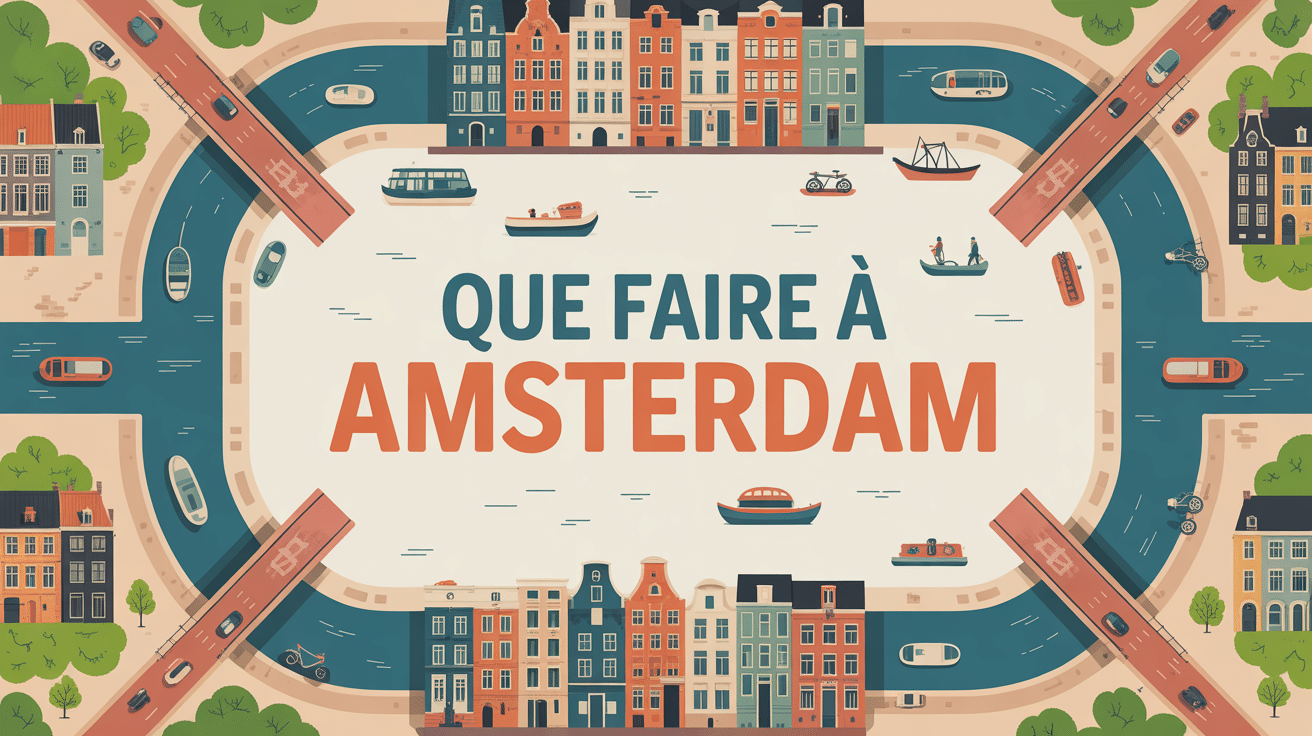 Que faire à Amsterdam illustration ville canaux