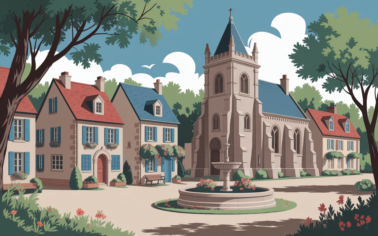 place village saint malo du bois avec église et maisons typiques