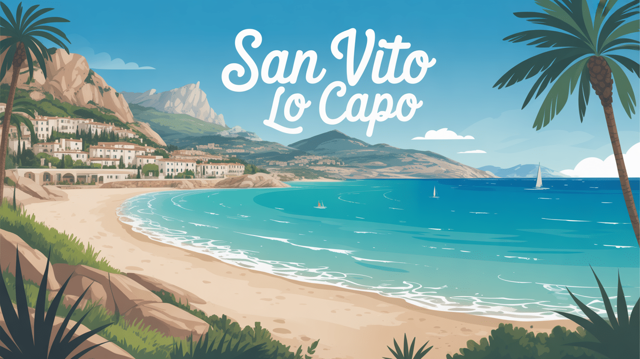 Vue plage San Vito Lo Capo sable blanc turquoise