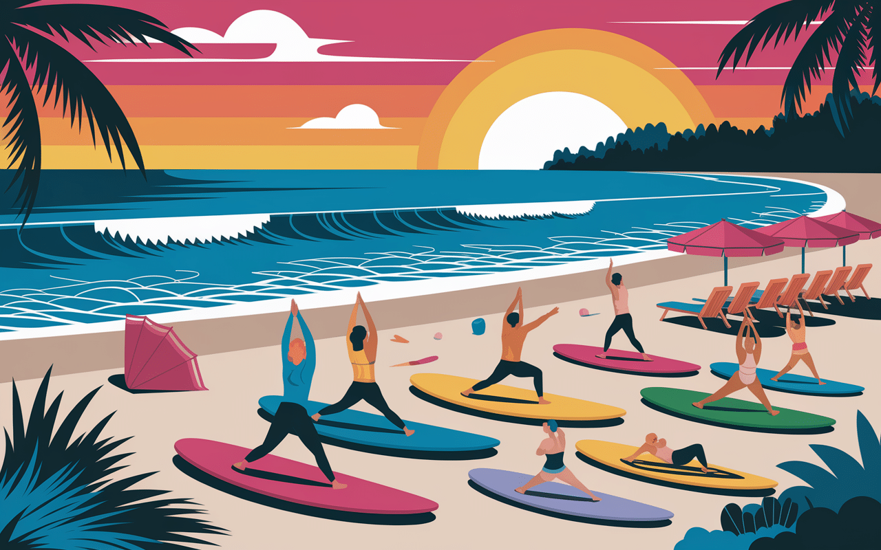 Surf yoga plage Seminyak Bali