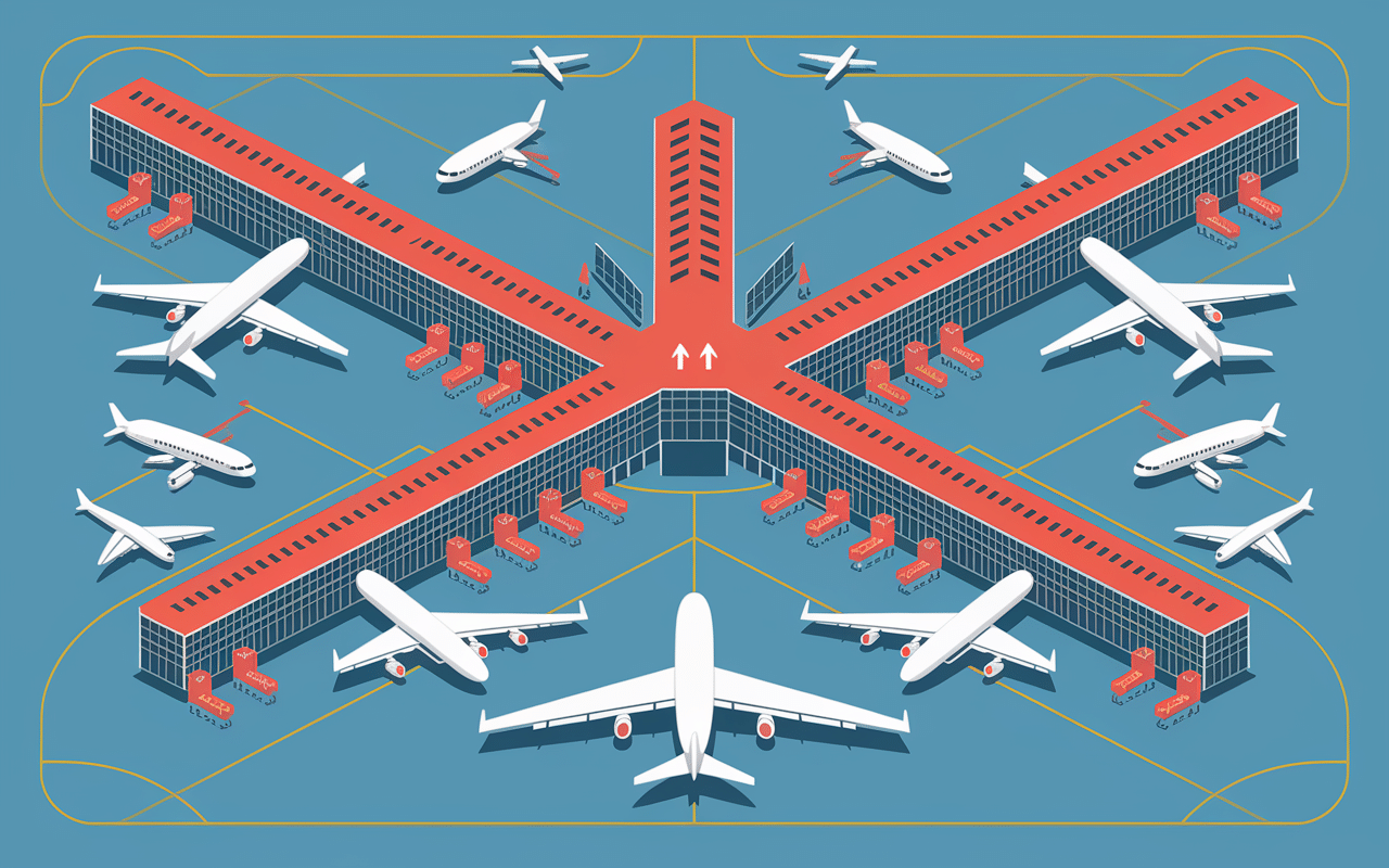 Schéma terminal 3 fonctionnement aéroport