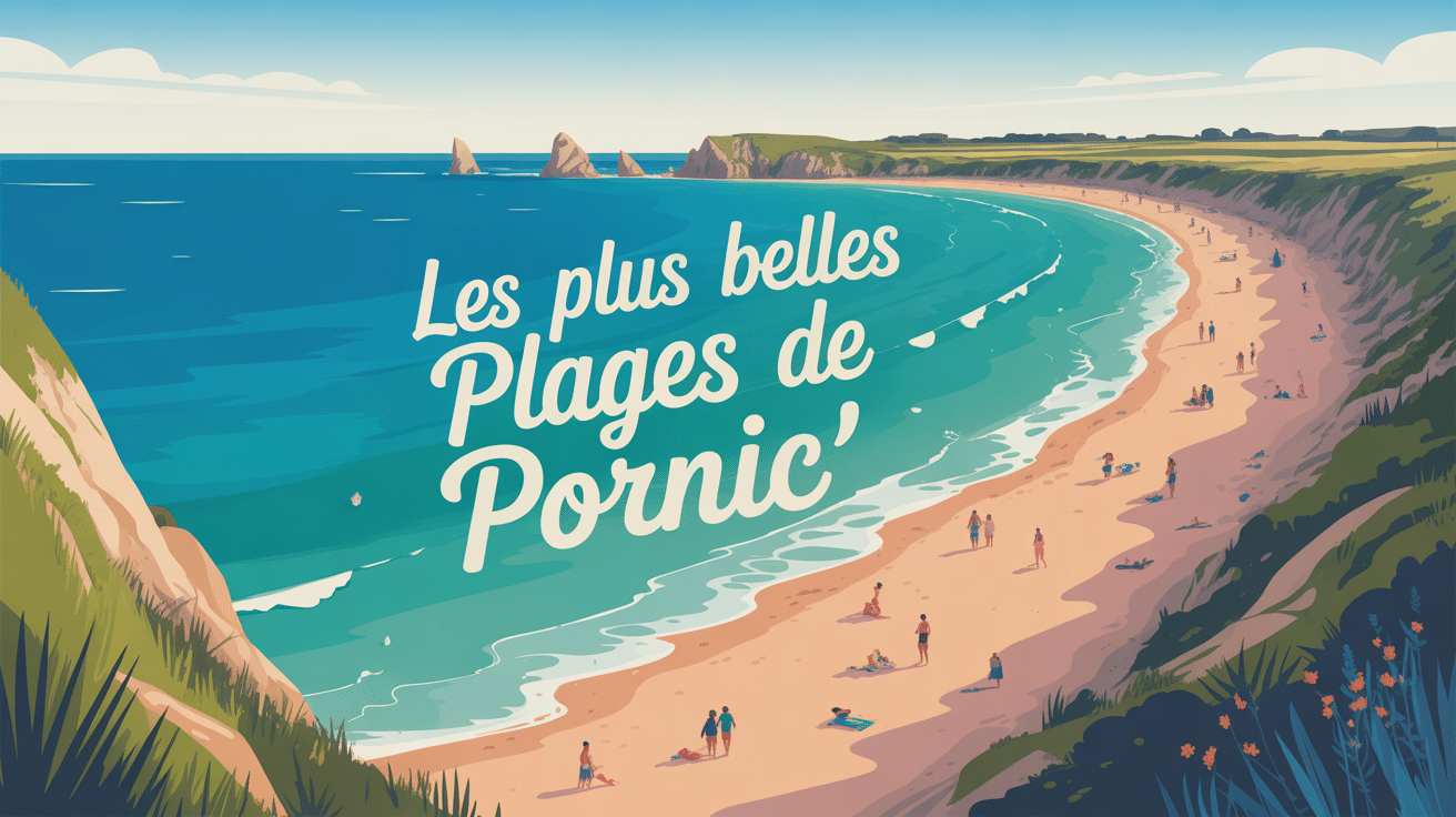 Vue panoramique plages Pornic côte atlantique