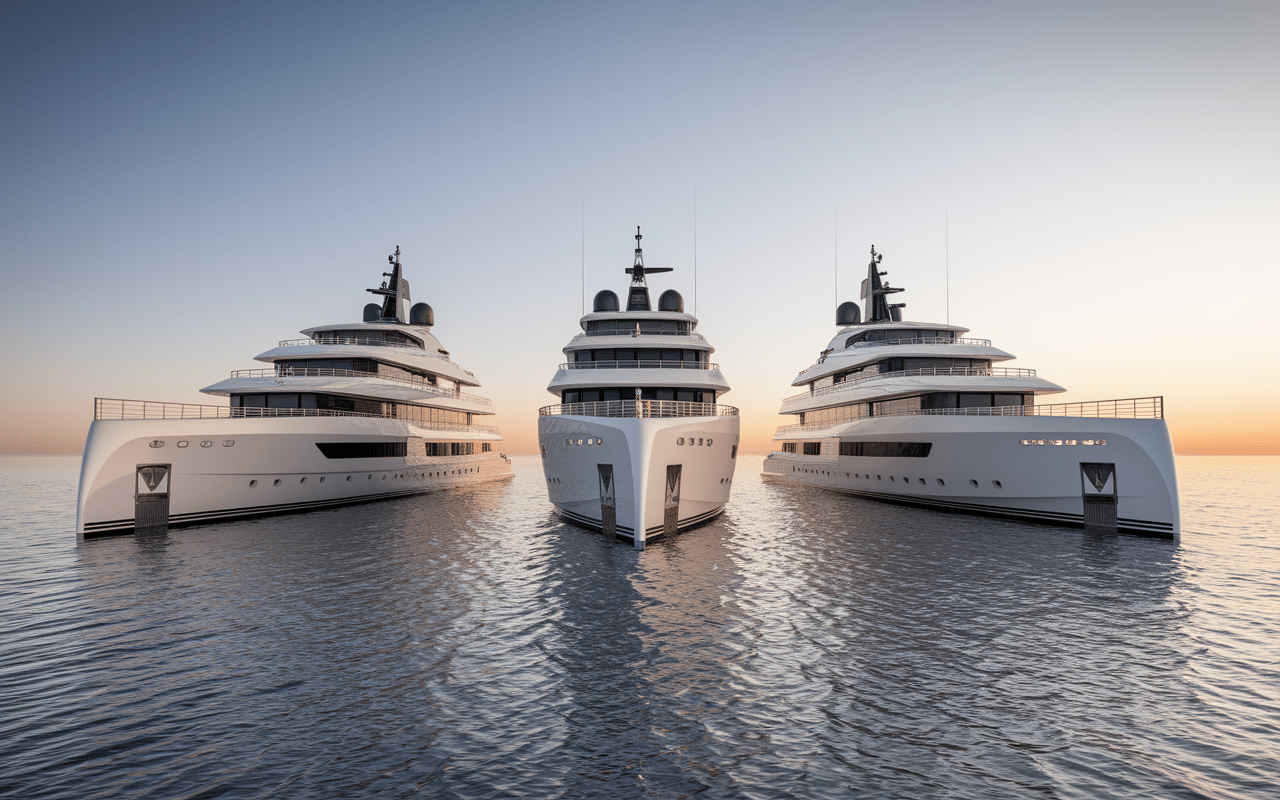 Trois yachts Azimut tailles différentes côte à côte