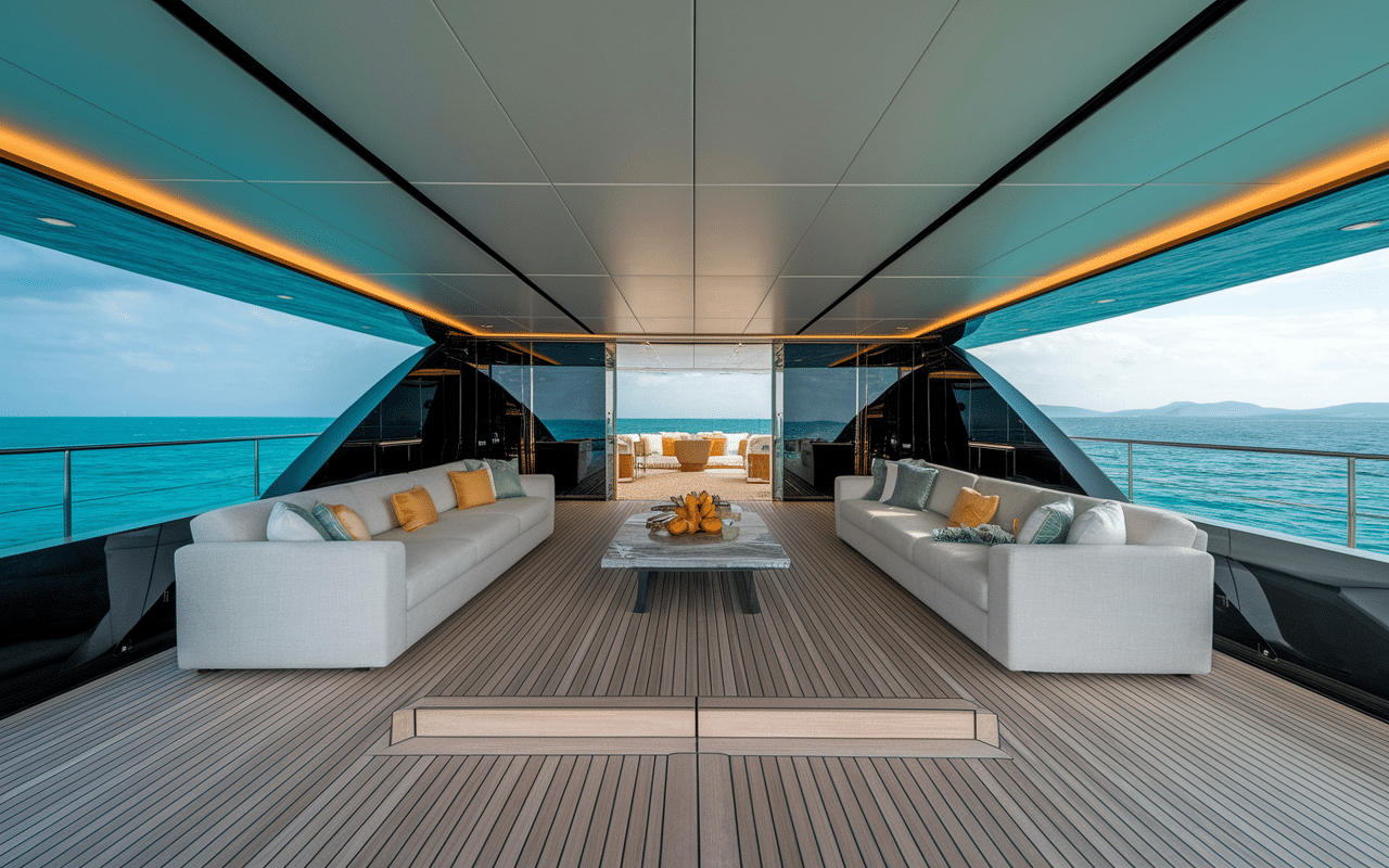 Yacht Azimut moderne intérieur raffiné Baies vitrées