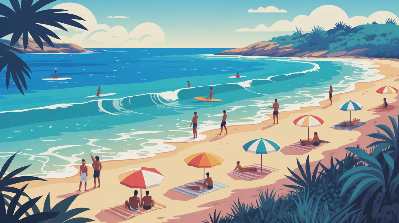 byron bay plages surfeurs atmosphère detendue