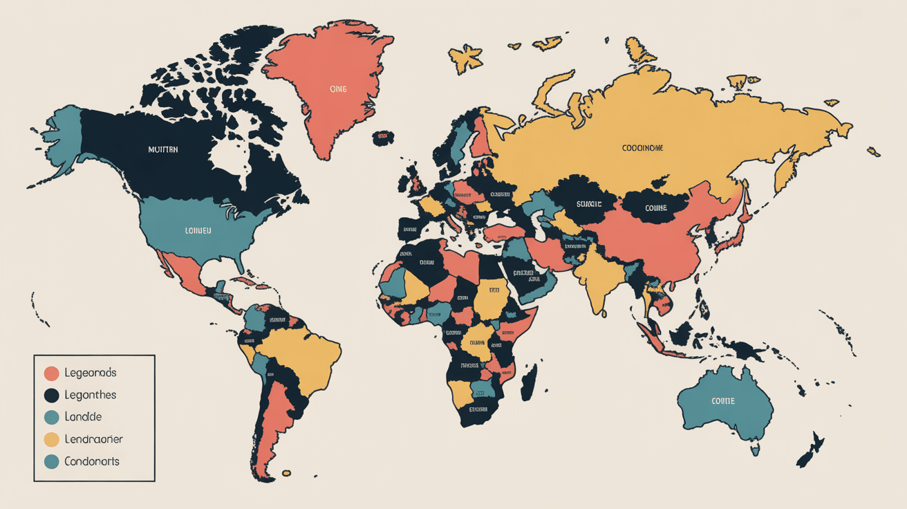 Répartition mondiale des pays en m