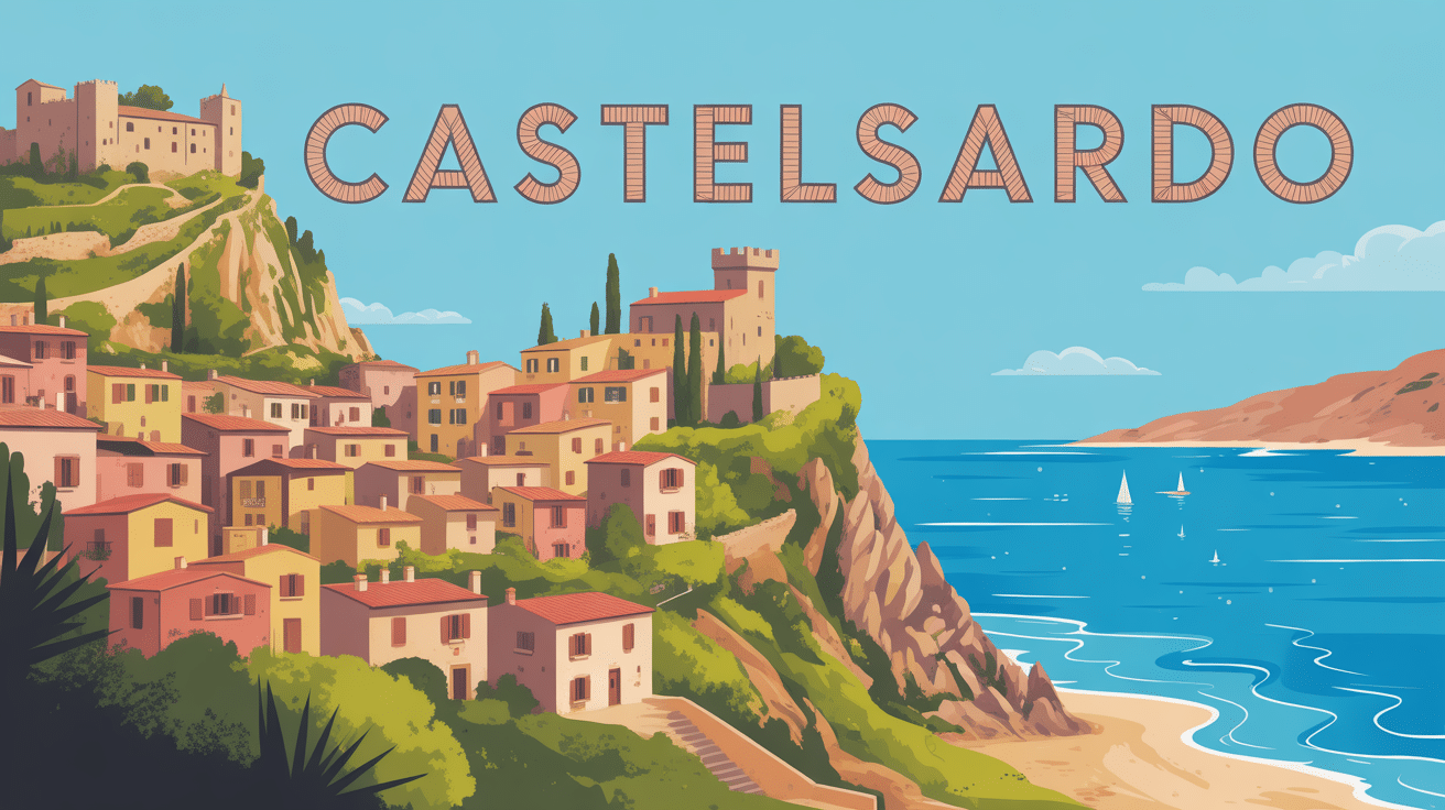 Vue panoramique castelsardo village falaise mer