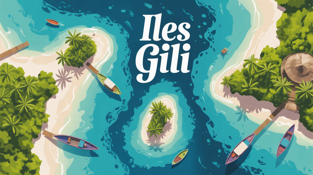 Vue aérienne des iles gili plages turquoise