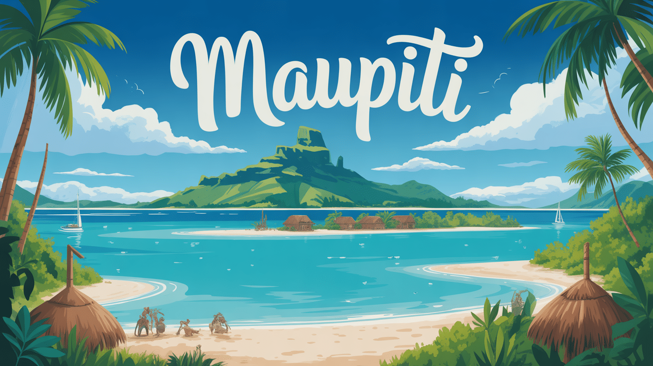 Illustration de Maupiti lagon plage montagne