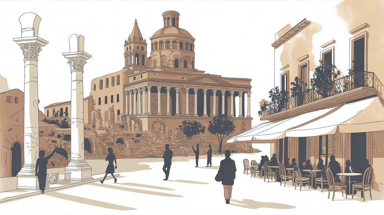 Place historique et basilique à Olbia Sardaigne