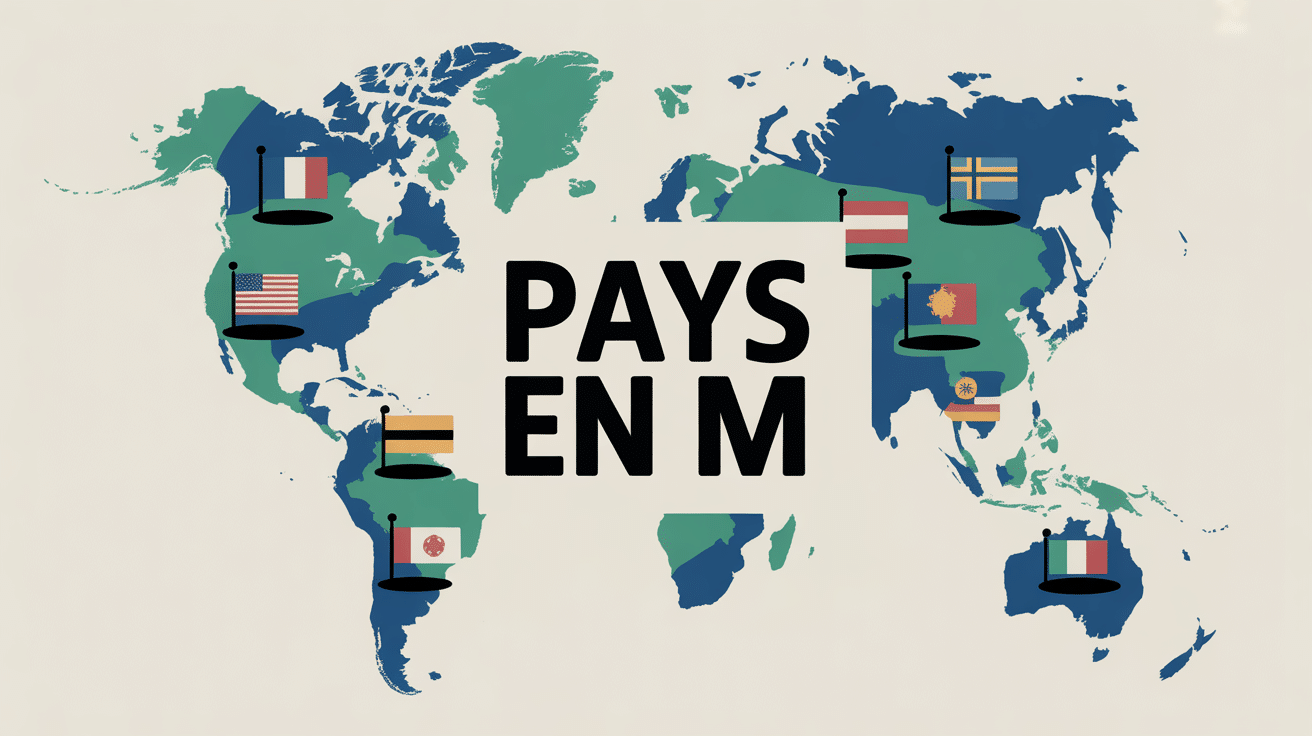 Carte des pays en m sur le monde